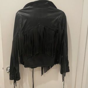 Black Fringe Leather Jacket